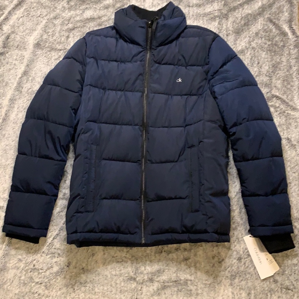 Calvin Klein Navy Puffer Jacket with Inner Bib